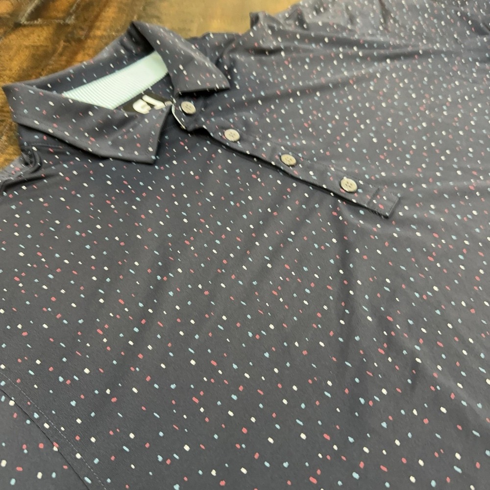 FootJoy Polo Shirt Mens XL Blue Confetti Golf Performance Titleist Tour Embroid